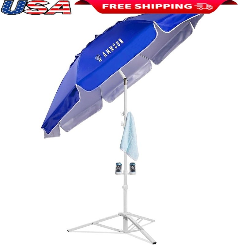 Portable UV Blocking Outdoor Umbrella W/ Adjustable Height & Carry Bag New