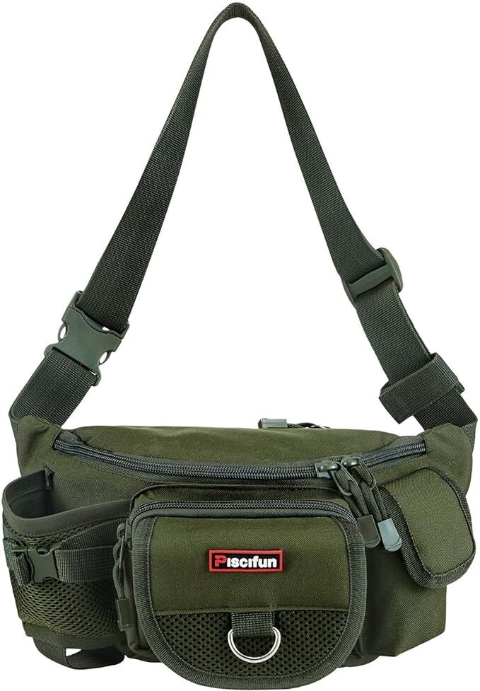 Piscifun Fishing Tackle Bag with Adjustable Waist Strap Fit Up to 56" Waist