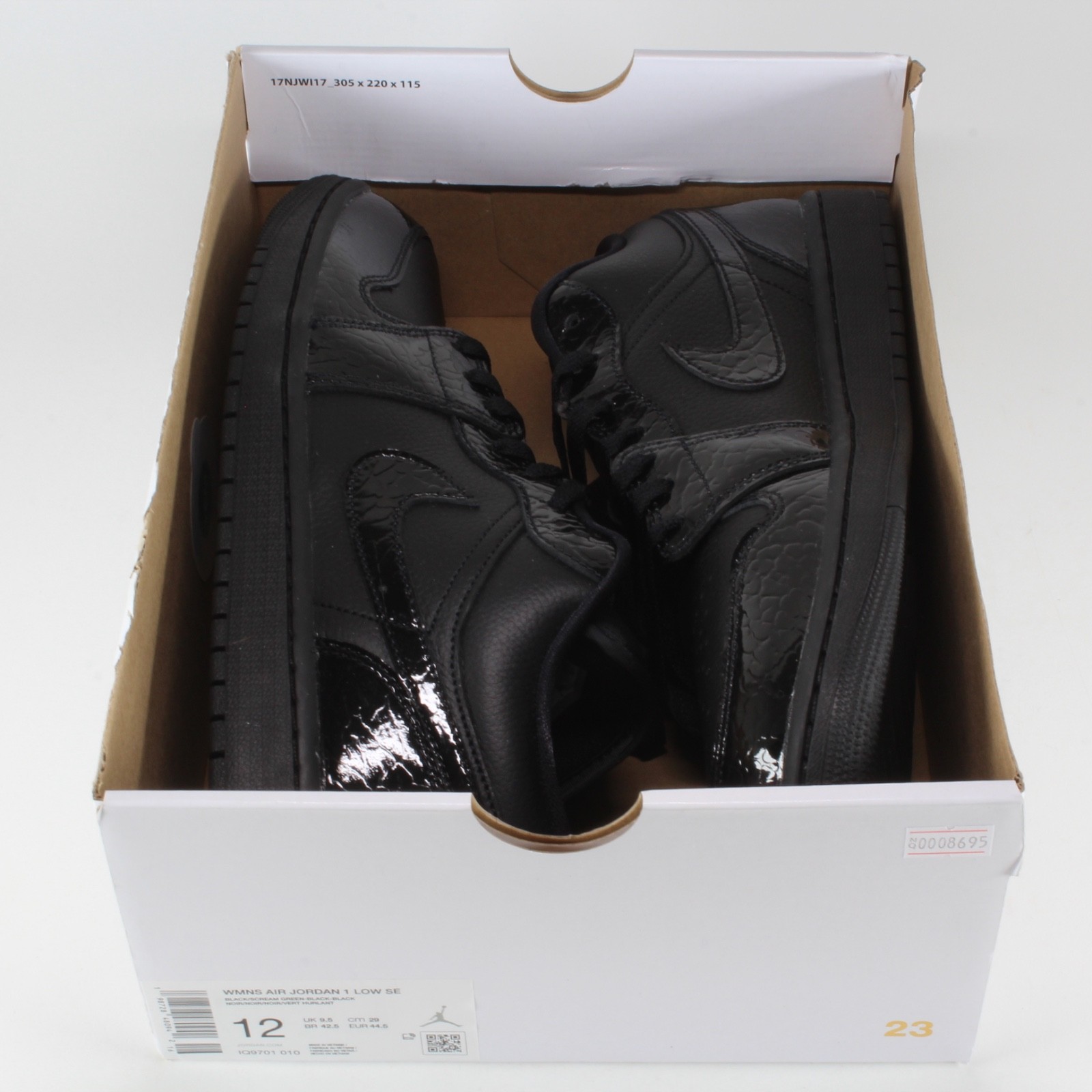 Nike Air Jordan 1 Low SE Black Croc Green IQ9701-010 Men's Size 10.5 Shoes