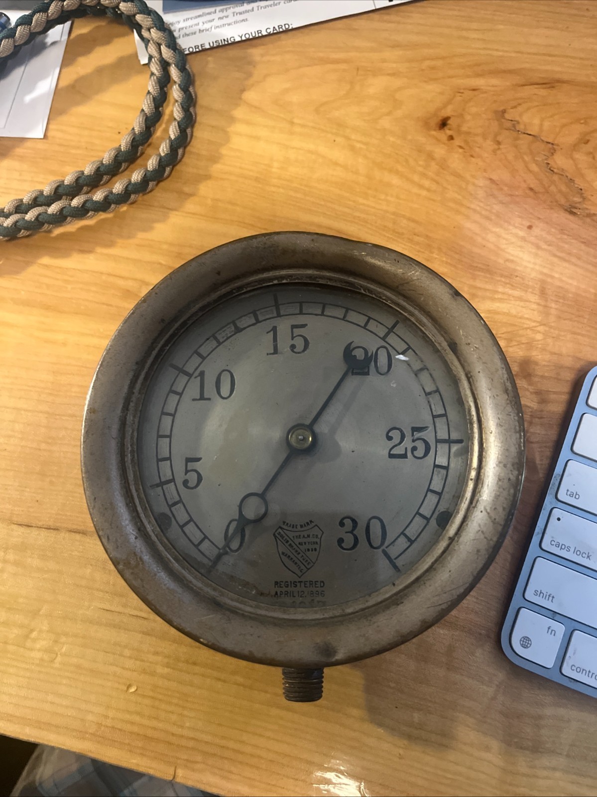 Antique 5” Brass Steam Pressure Gauge, THE A&M Company NY NY