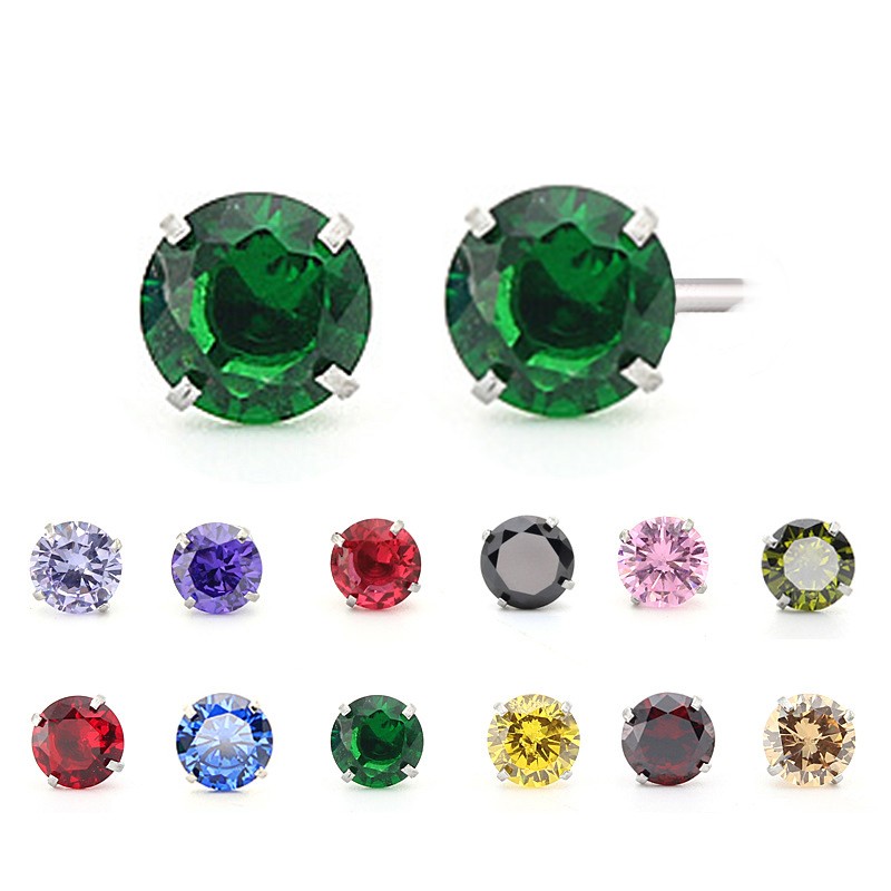 SOLID 925 SILVER EARRINGS WOMEN GENUINE STERLING SILVER CZ STUD 3-8mm