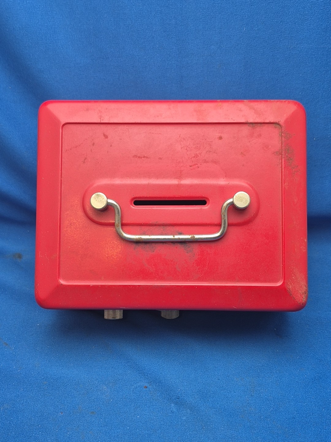 Cash Box Red Metal Locking No Key No Tray