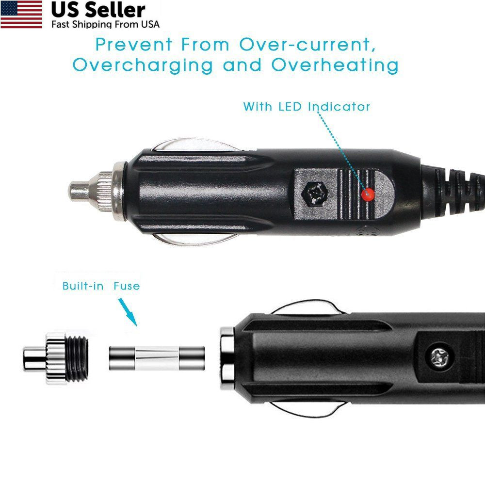 KUNCAN Replacement Cigarette Lighter Plug - 12 Volt Male with Leads-2P