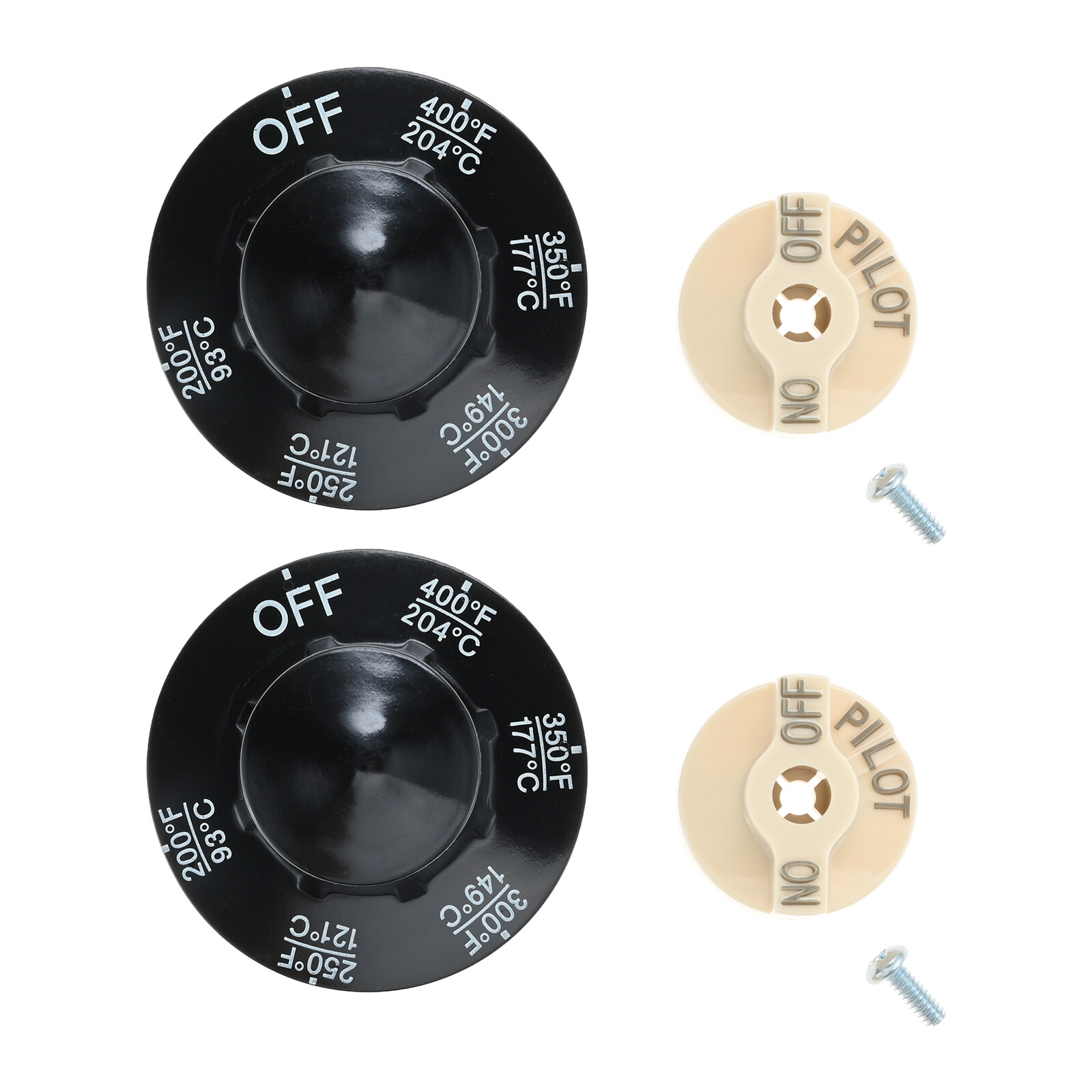 2 Pack Control Valve Beige Pilot Dial Knob+200-400°F Thermostat Knob for Fryers