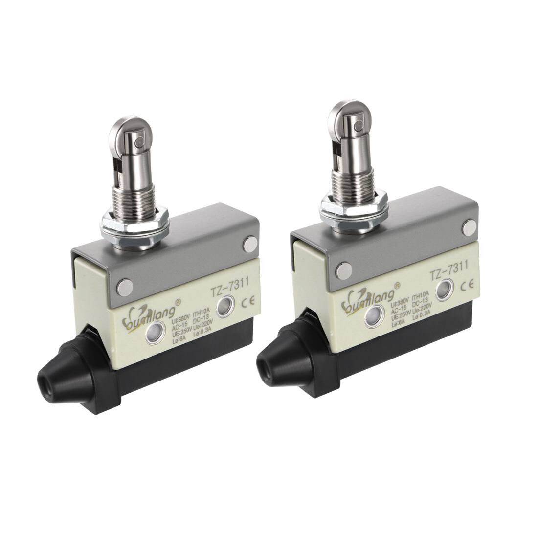 2Pcs TZ-7311 SPDT 1NO+1NC Panel Mount Roller Plunger Momentary Micro Switches