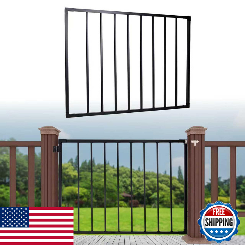 Postybay Deck Fence Gate 38 H X 48 W Rust-Resistant Black Powder-Coated Metal