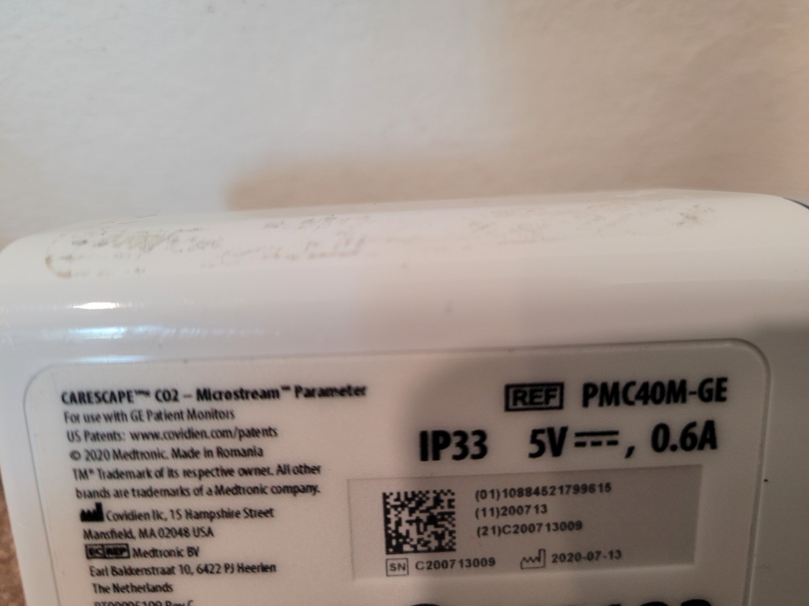 Medtronic CareScape Microstream CO2 Parameter PMC40M-GE
