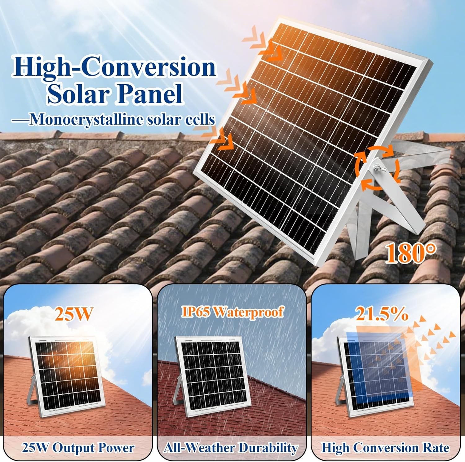 Solar Fan with Battery 25W 3 Fan