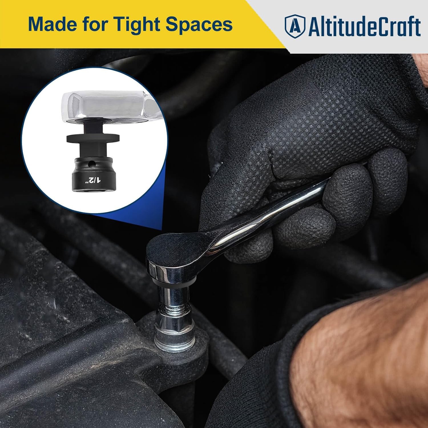 4Pcs Low Profile Impact Socket Adapter Set, Drive Ratchet Adapter Set, Magnetic