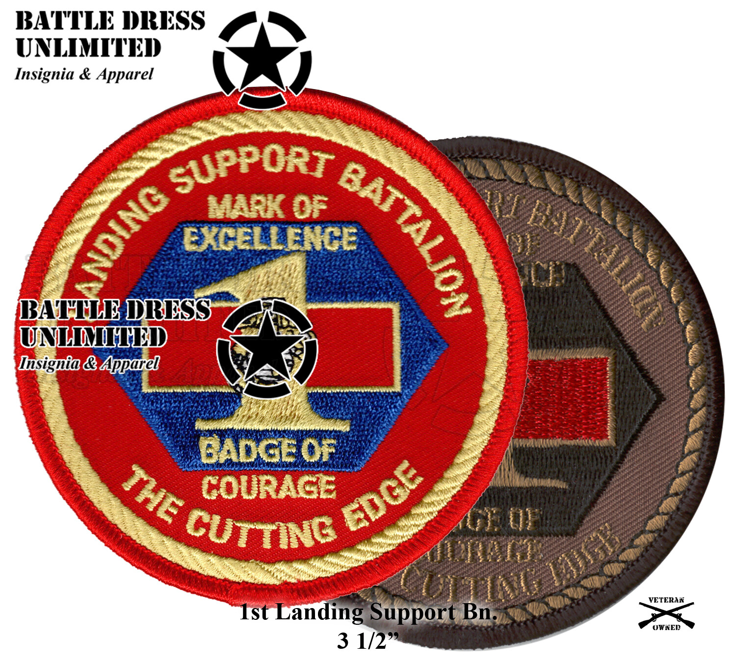 1st Landing Support Battalion Patch (LSB Marines USMC Bn MCCU Subdued)