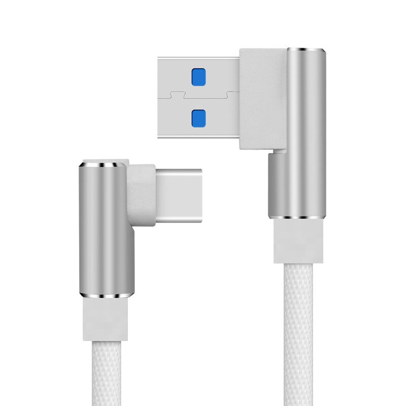 3/6/10Ft USB to Type-C 90 Degree Cable Fast Charger Charging Data Sync Cord Lot