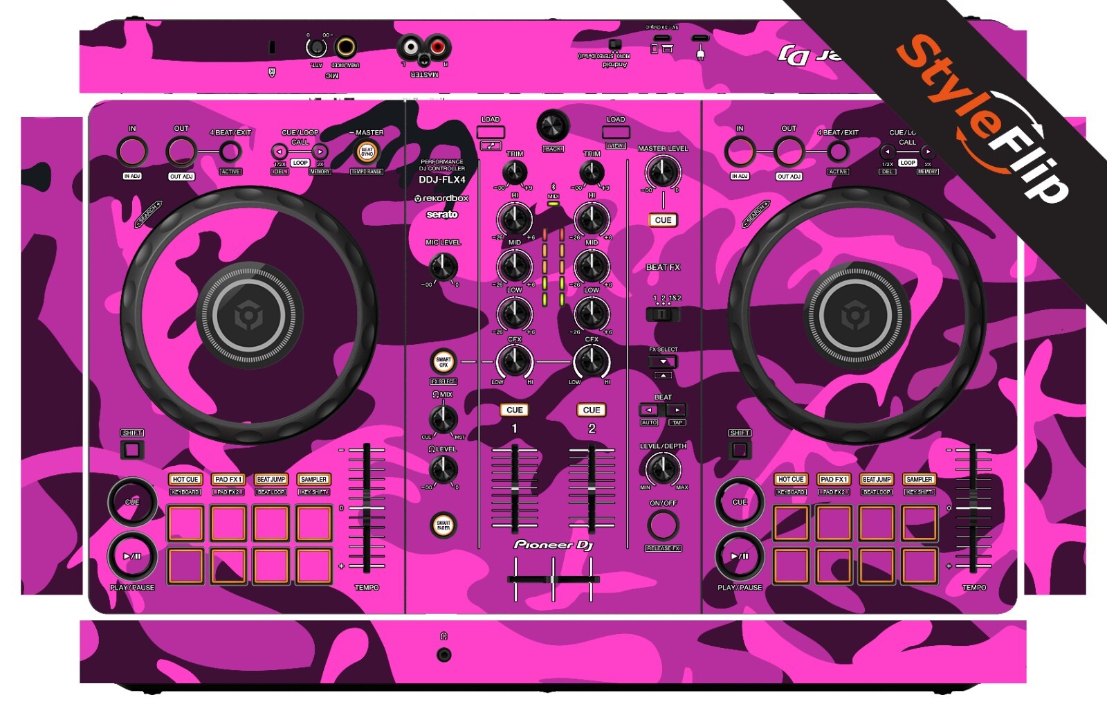 Pioneer DDJ-FLX4 Skin | Camo Pink | Protective Decal | StyleFlip Skins