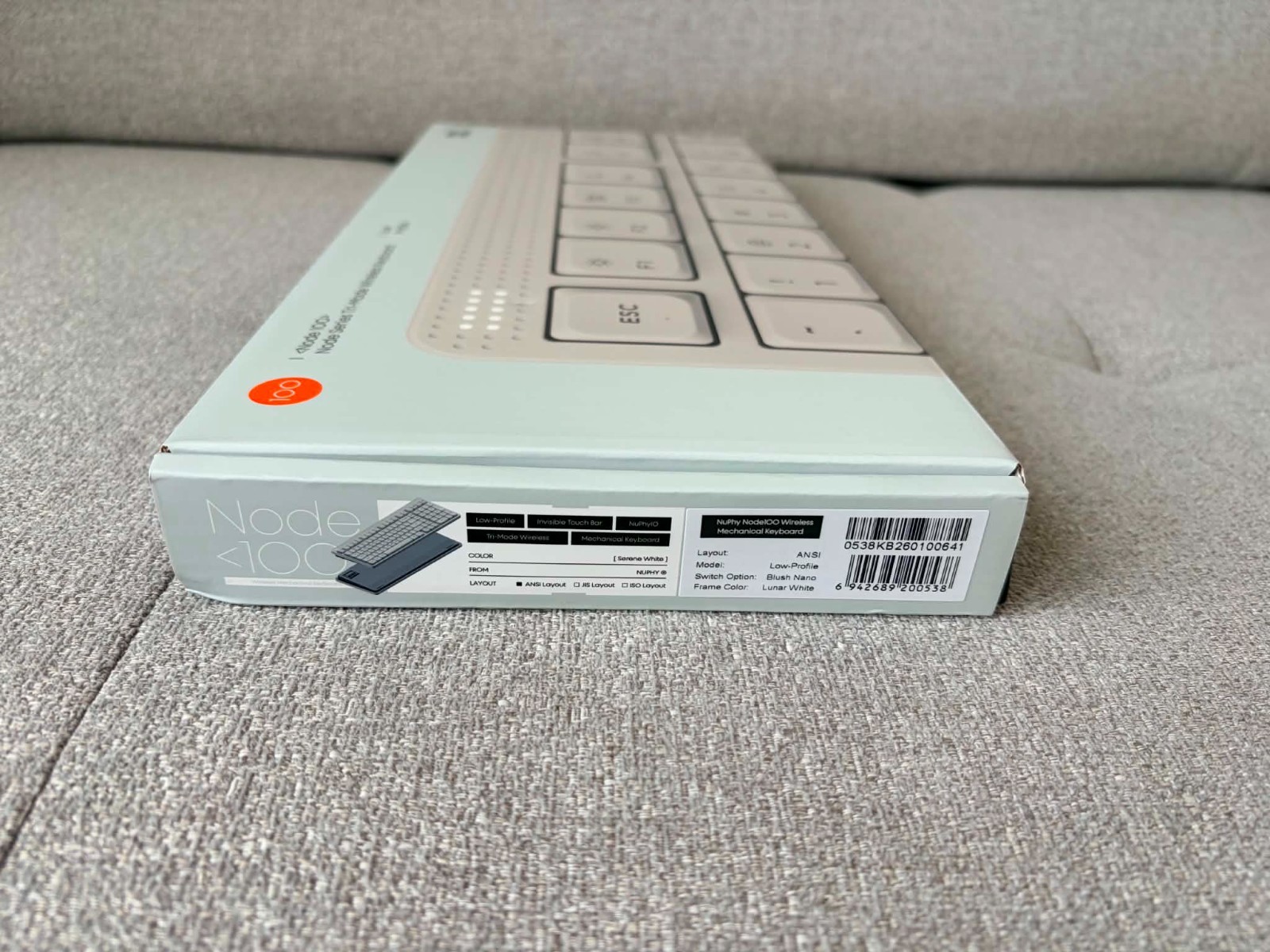 Nuphy Node100 Mechanical Keyboard Lunar White, Blush Nano Switches, Low Profile