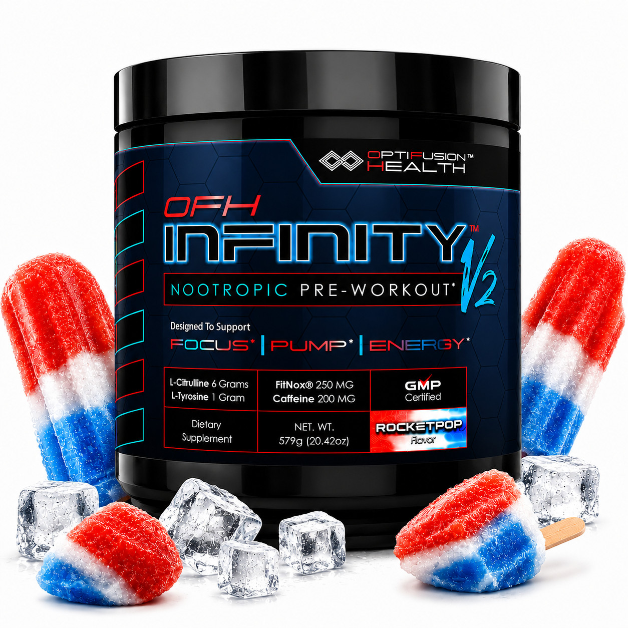 Pre Workout Rocket Pop 30 Servings FitNox - VasoDrive - Infinergy|Energy + Pump