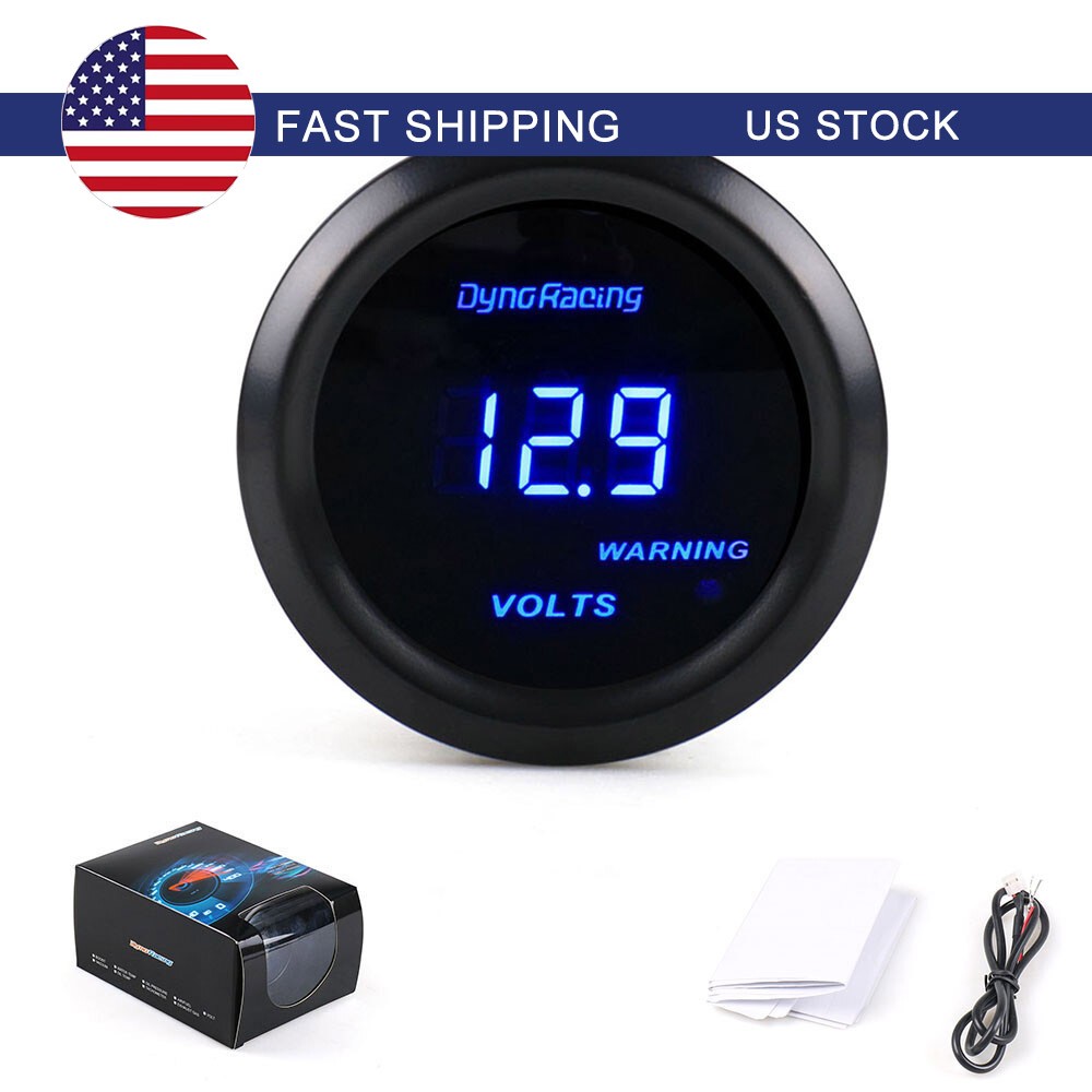 2" 52mm Universal 12V Blue Digital LED Volt Meter Electronic Voltage Gauge Meter