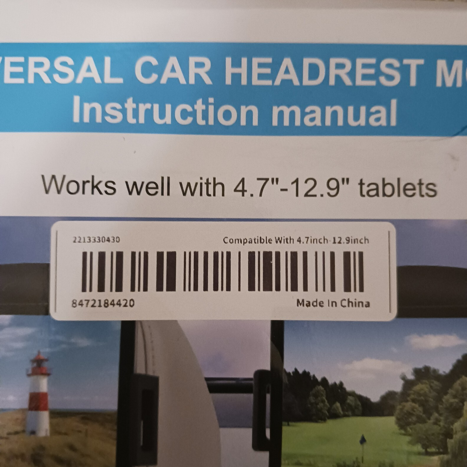 Universal Car Headrest Mount Holder with Strap for Smartphone & Tablet PC