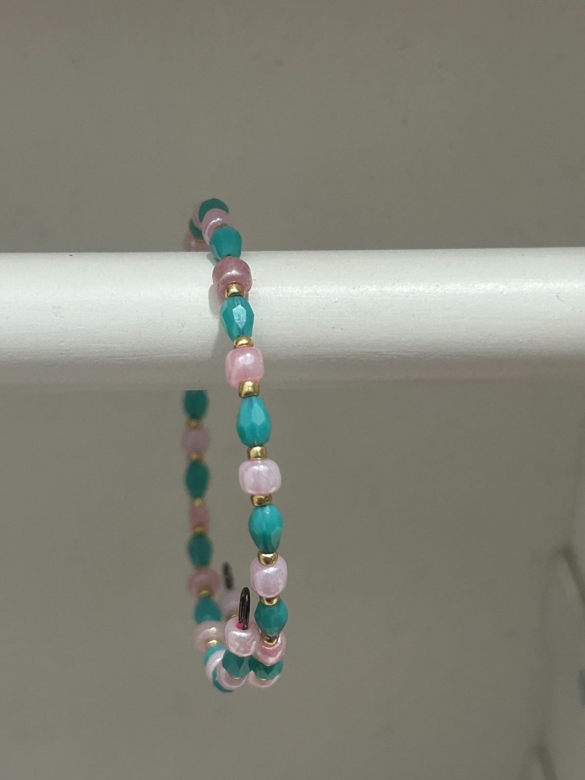 Pink / turquoise / Gold Seed Bead / Glass Bead Wrap Bracelet 23028