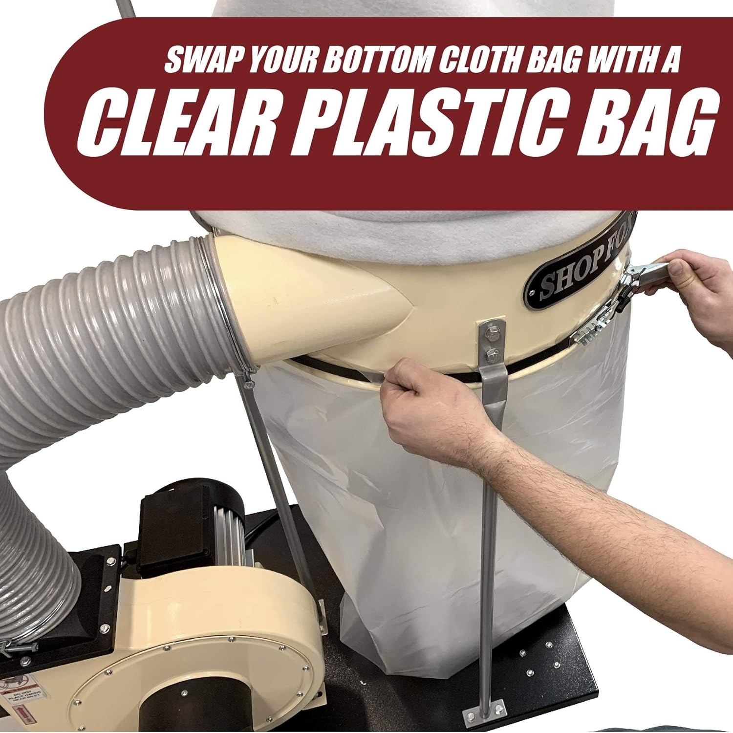 Clear Plastic Dust Collector Replacement Bag 5 Pack 20" Diameter by 43" Long