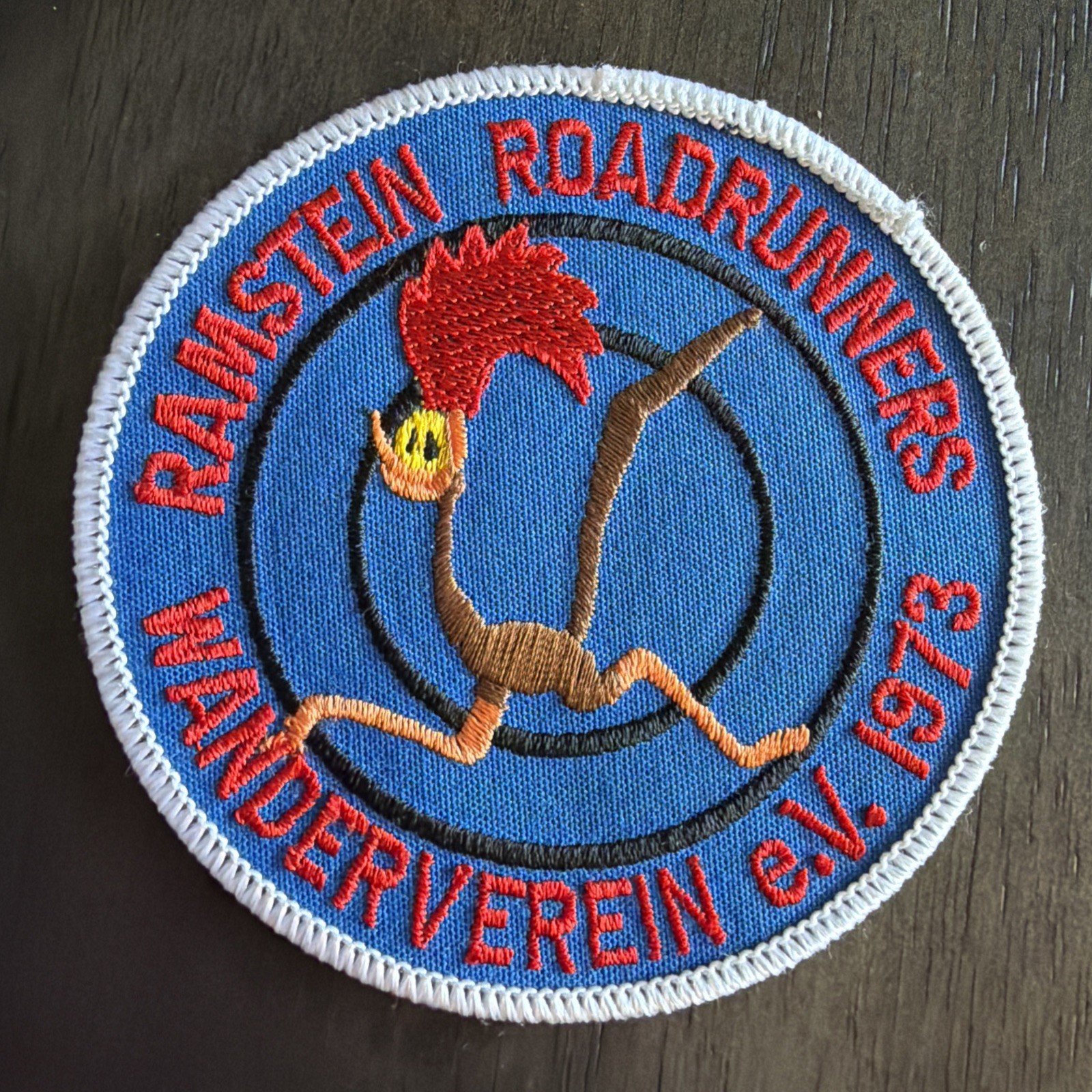 Vintage Ramstein Roadrunners Wanderverein e.V. 1973 Round Patch 3-3/4" NOS