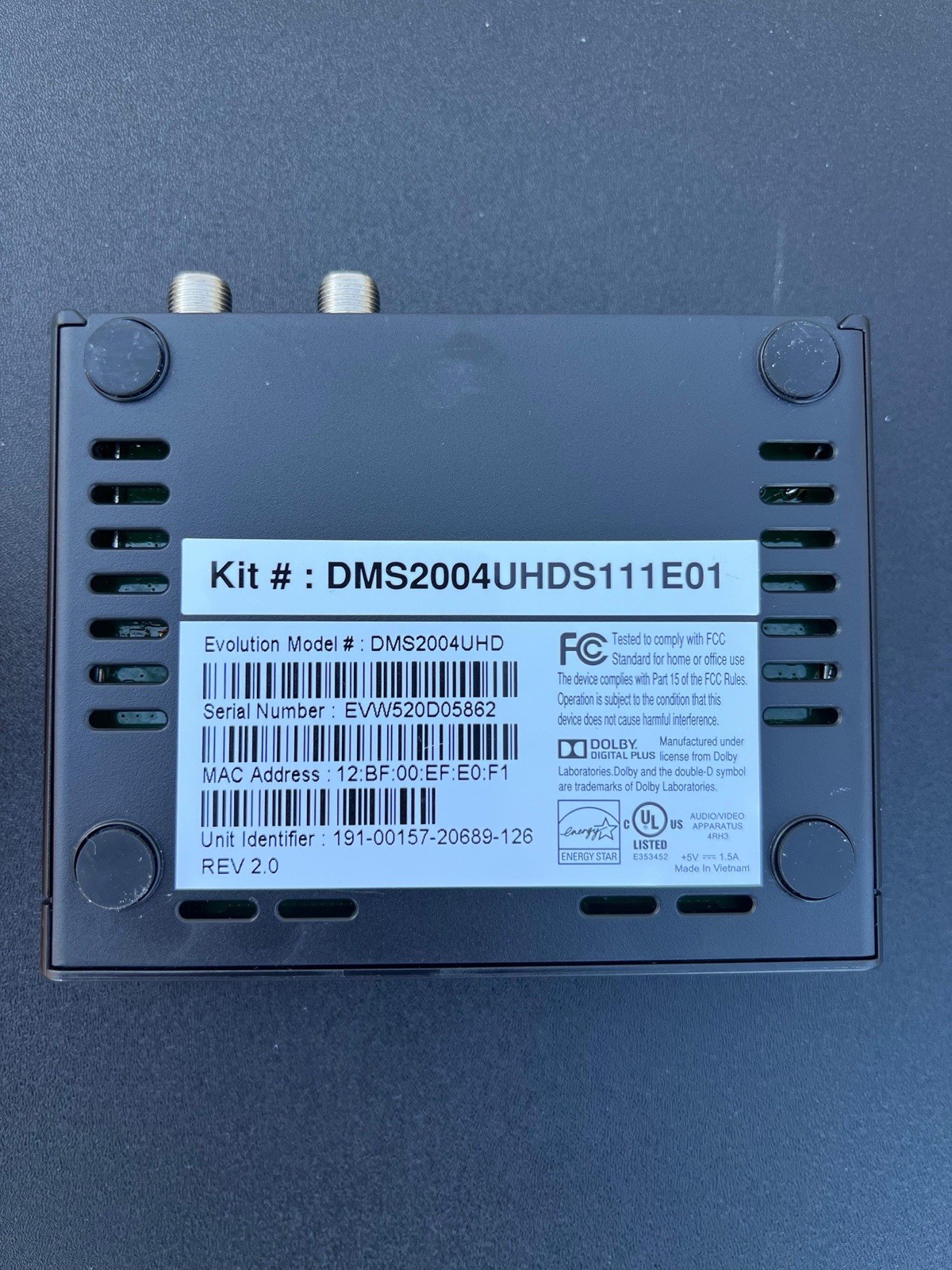 Evolution Digital DMS2004UHD Cable TV Box Receiver HDMI