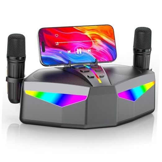 Karaoke Machine,Real 35W Portable Speaker,8H Long Time, SilverGray