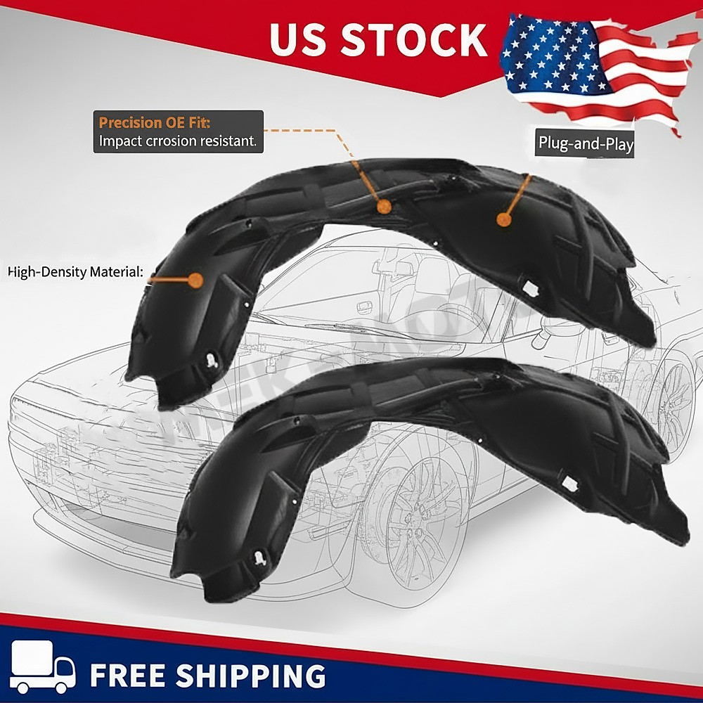 Driver Passenger Side Fender Liner Set For 2008-2014 Dodge Challenger