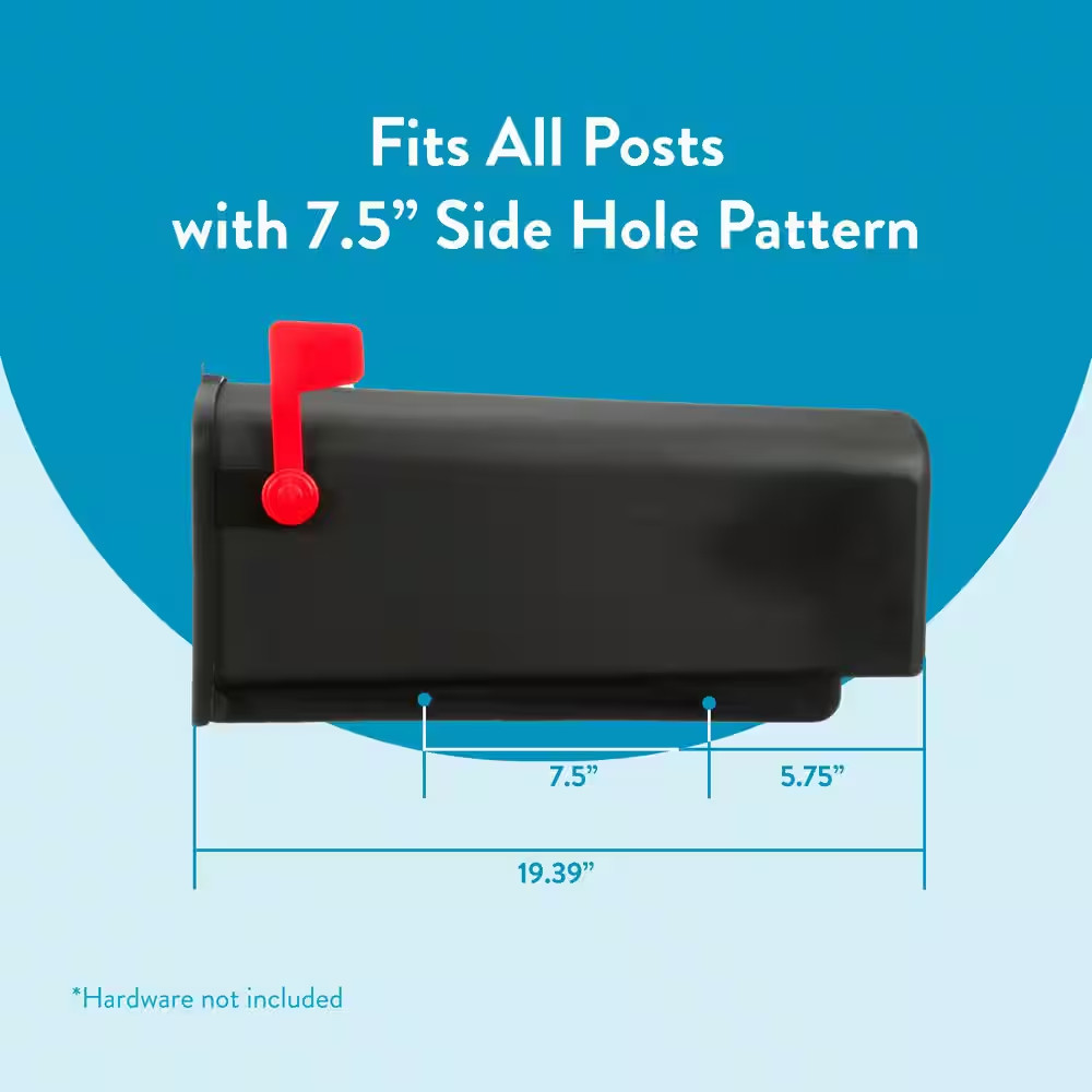 Parsons Black, Medium, Plastic, Post Mount Mailbox