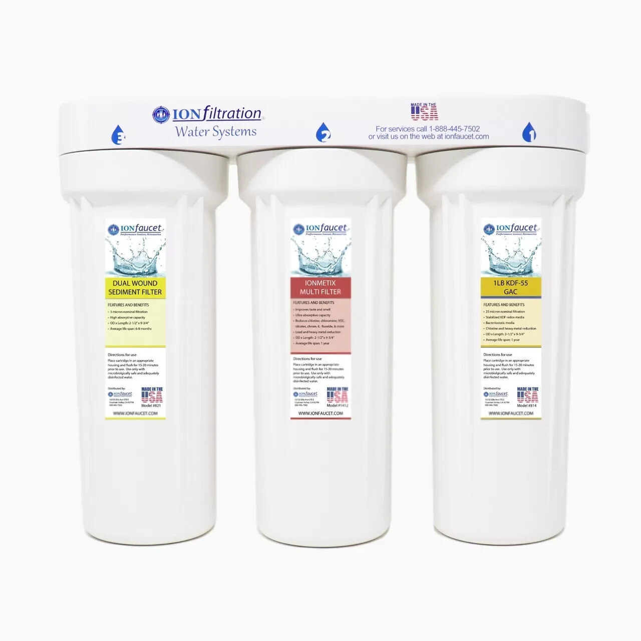 IonFaucet 3 Stage Filtration System Free Standing Above IonMetrix KDF-55-GAC NEW