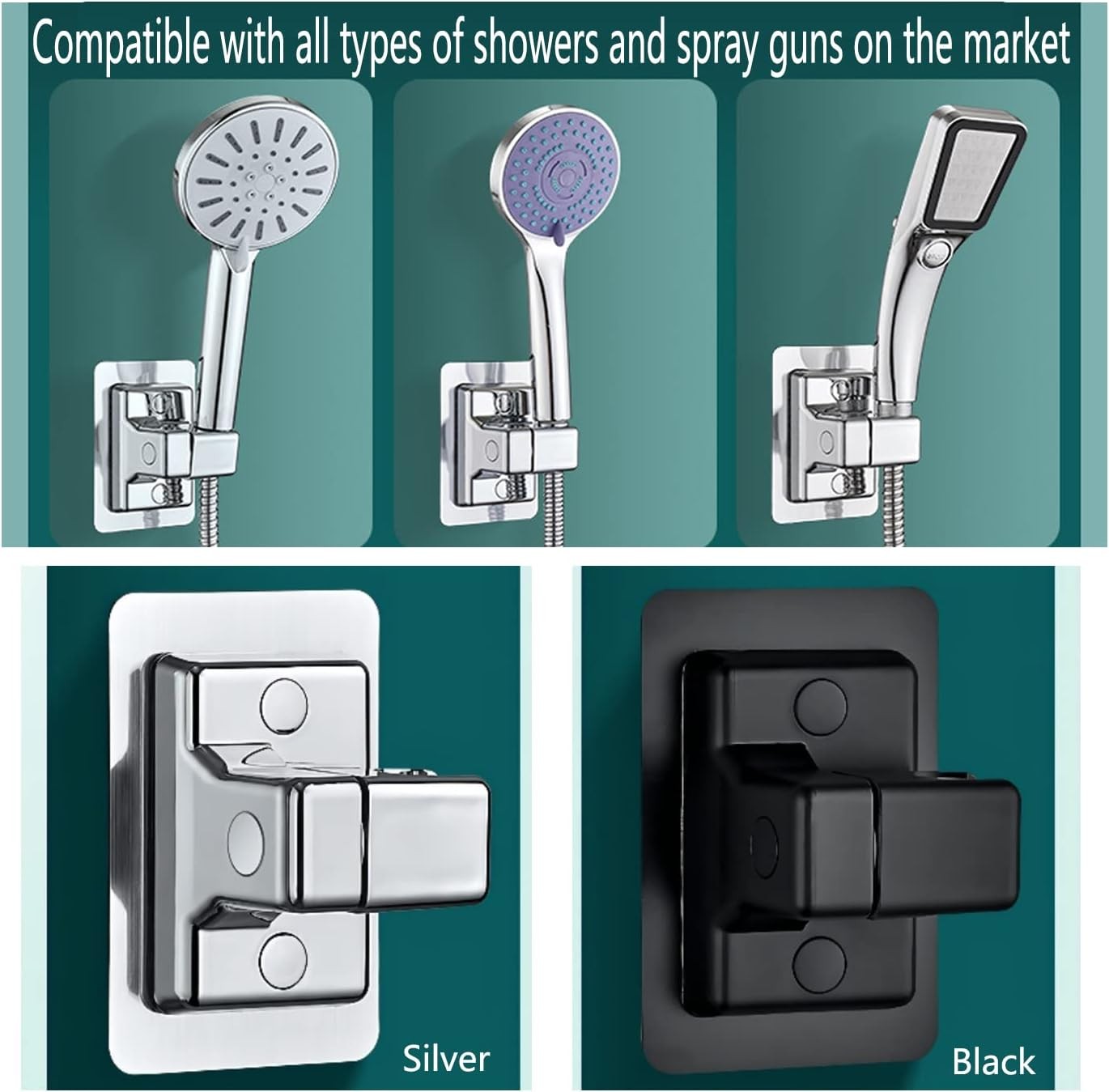 Handheld Shower Head Holder Wall Mount,Bathroom Adjustable Strong Adhesive