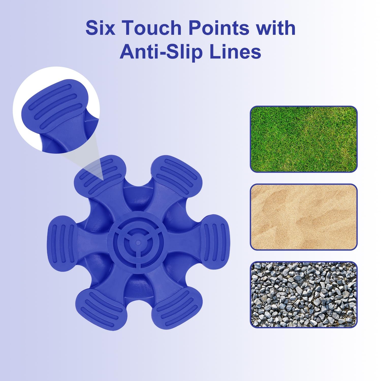 Cane Tip - Self Standing 6 Prong Support Rubber Base for Walking Stick & Cane...