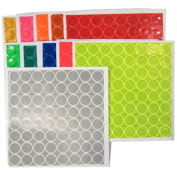 1in Reflective Adhesive Vinyl Hot Dots (Sheet of 64 ) - 11 Colors to Choose From