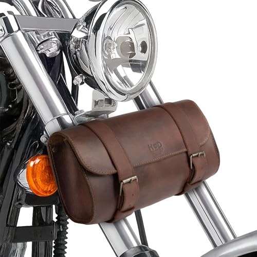, Motorcycle Handlebar Bag with 2 Adjustable Straps, One Size Bourbon Brown