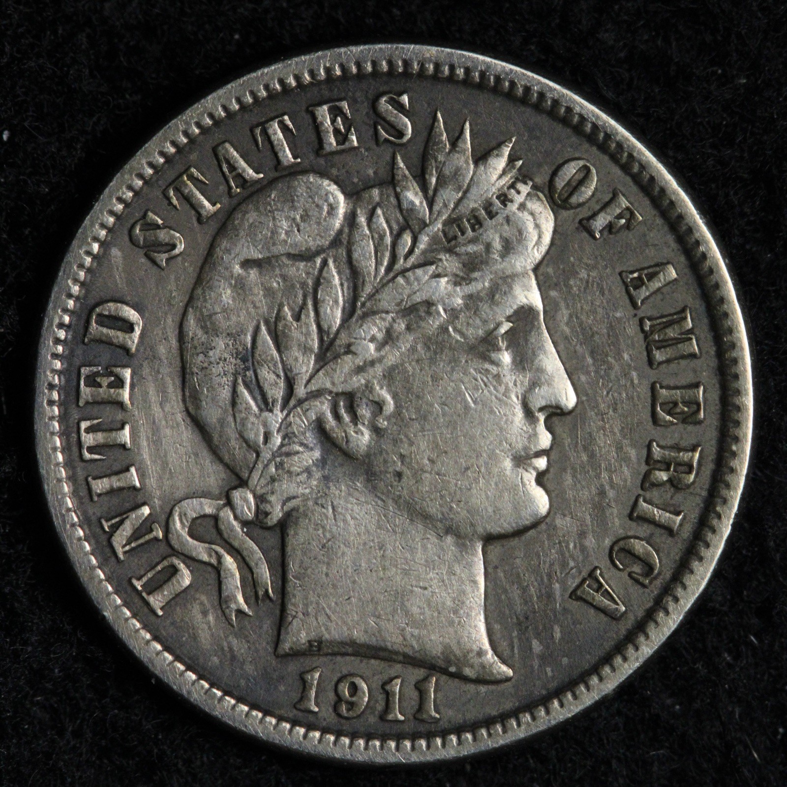 1911 Barber Silver Dime XF E295 TACS