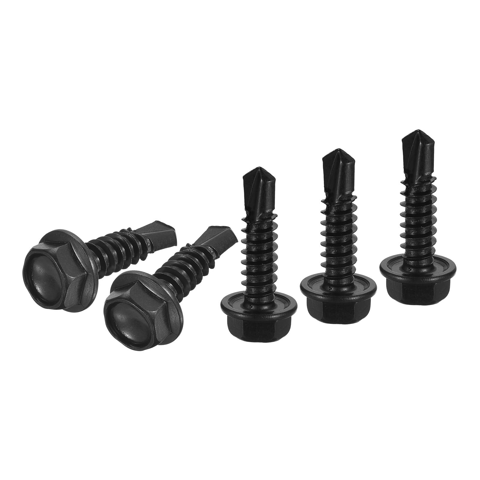 25 PCS #14x1" Black Hex Washer Head Self Drilling Screws 410 Stainless