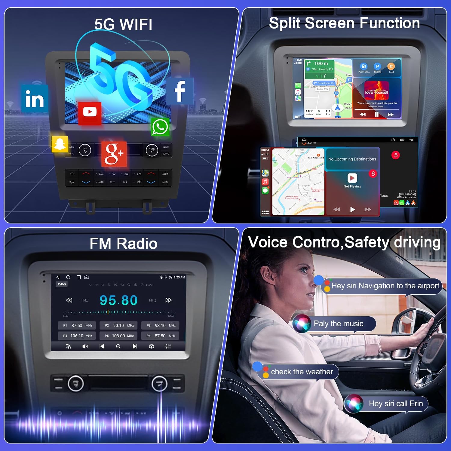 8+256G 7" Double Din Stereo for Sentra 2007-2012 Wireless Carplay Android Auto