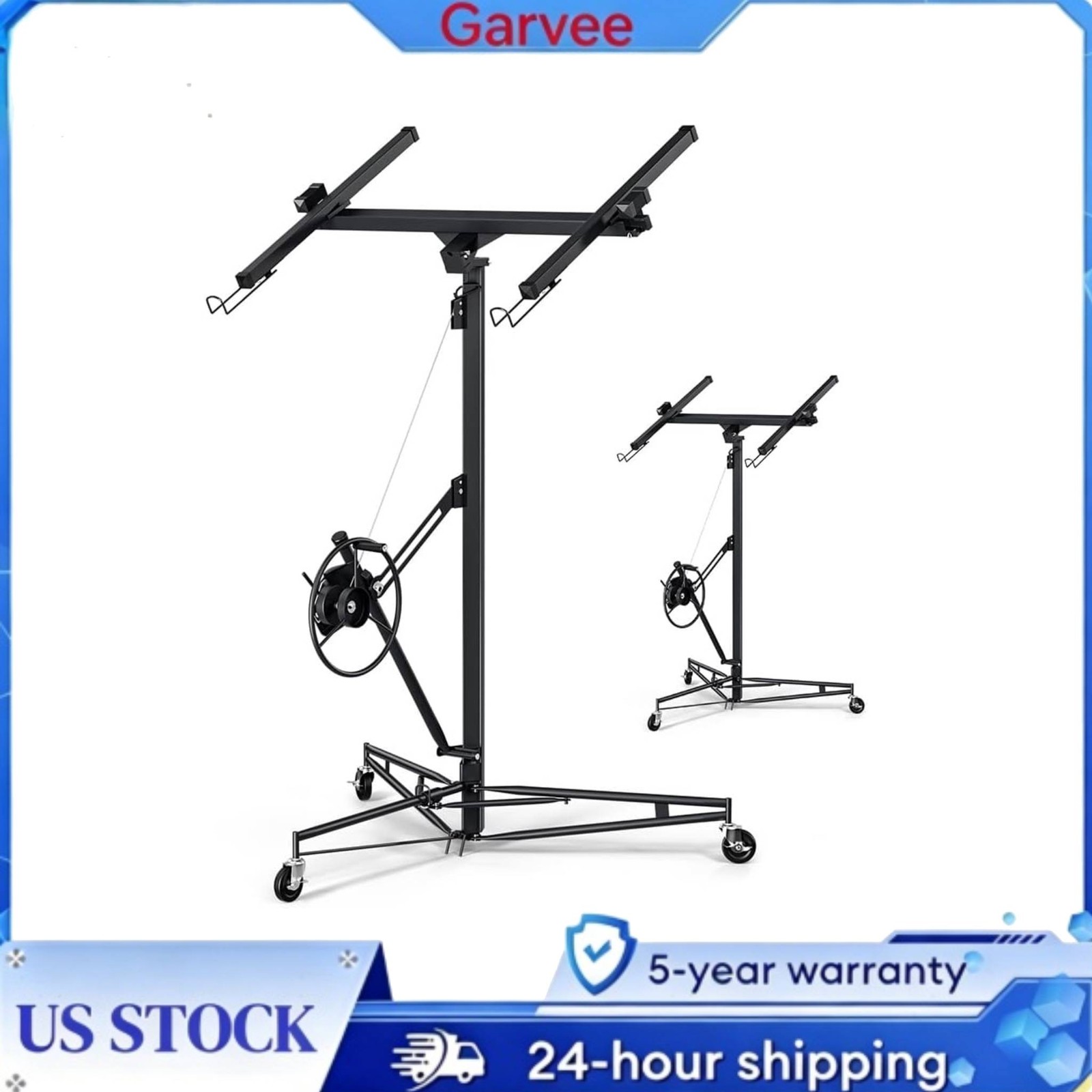 Home Renovation Lifting Equipment 11 FT Drywall Lifter, Black Heavy Duty Sheetro