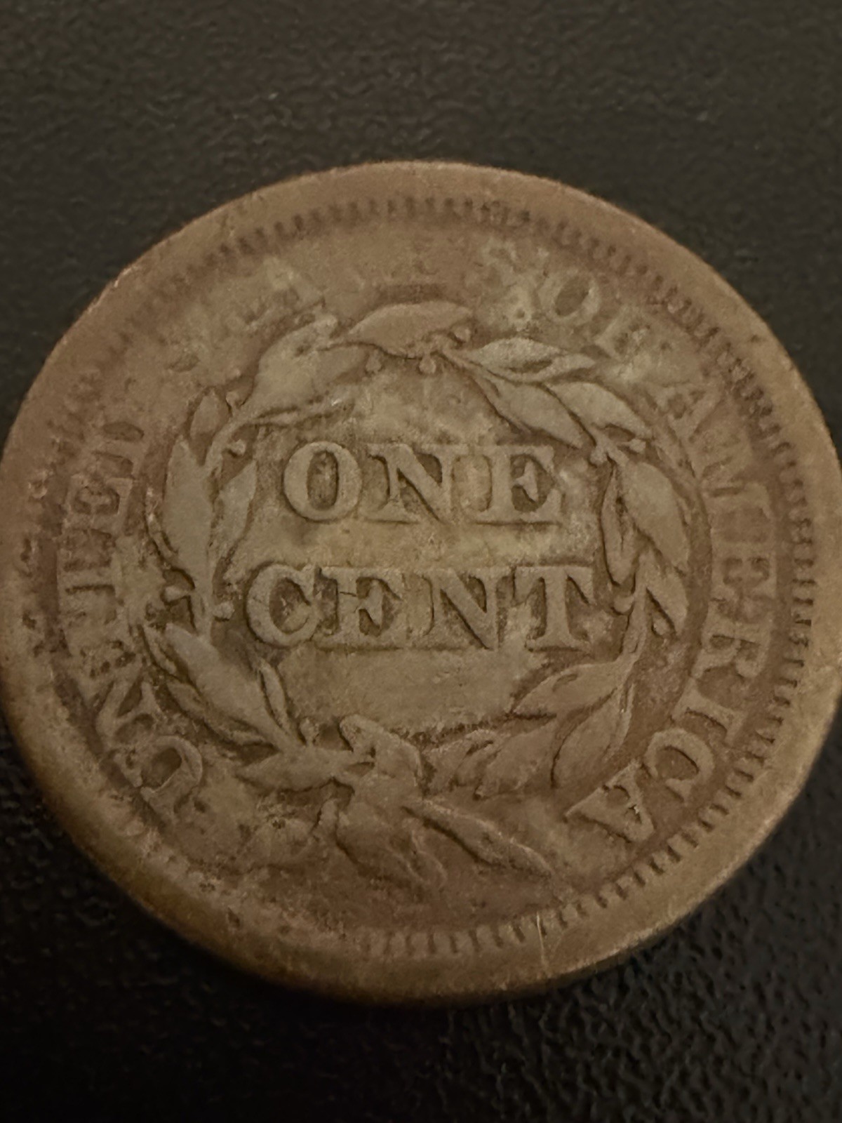 1855 Upright Vertical 55 5’s Large Cent VG