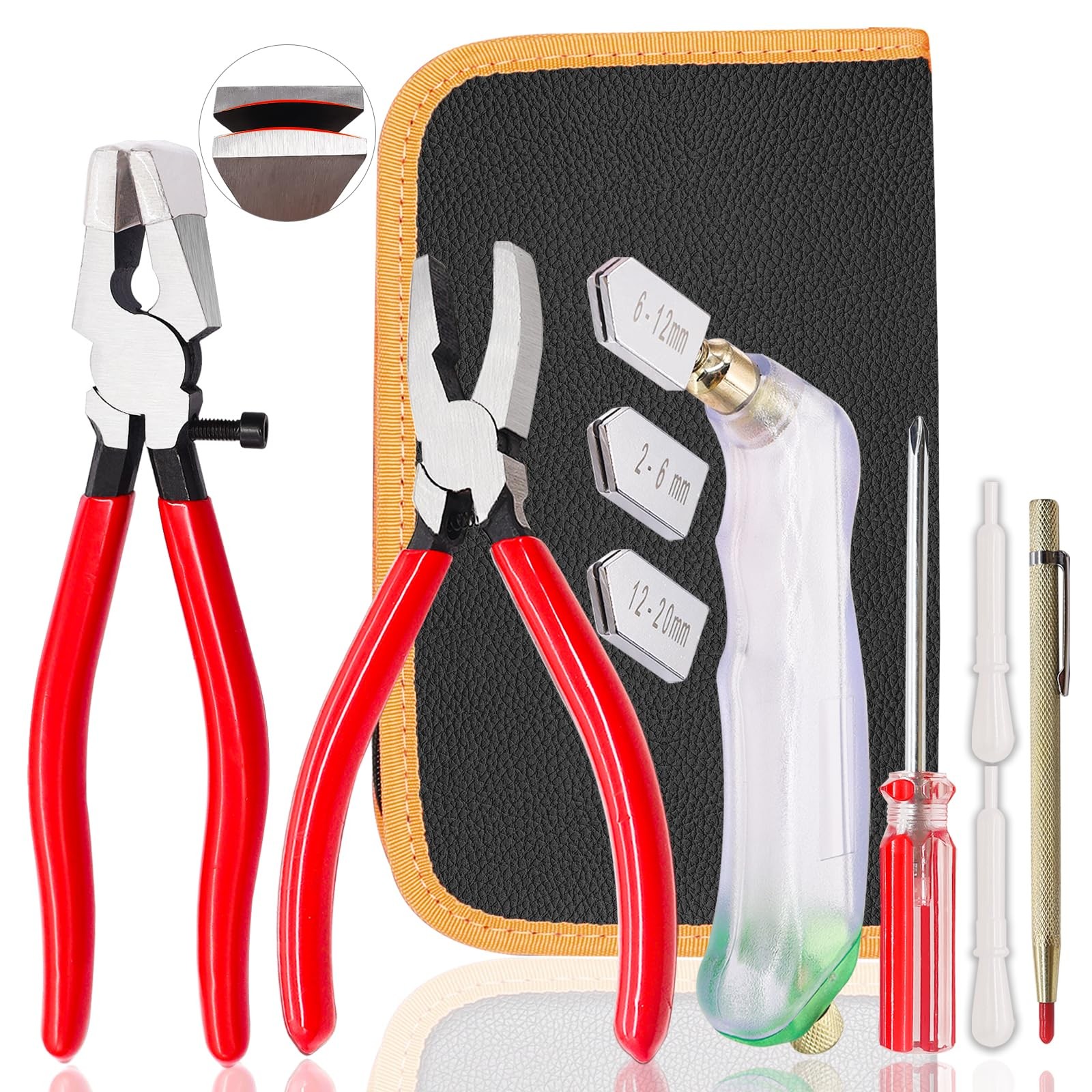 Weideer 10pcs Glass Cutting Tool Kit - Cutter, Running Pliers, Red