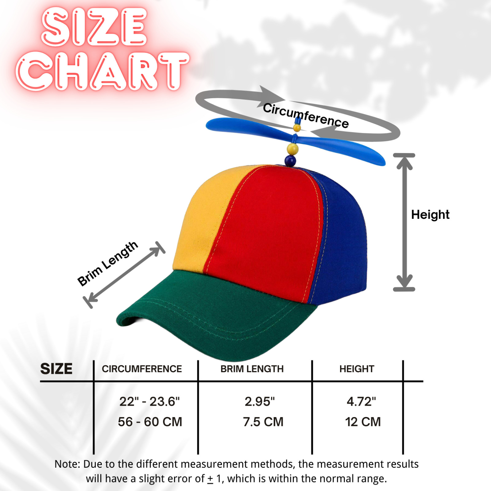 Unisex Rainbow Color Helicopter Propeller Cap Hat School Boy Fancy Dress Cap