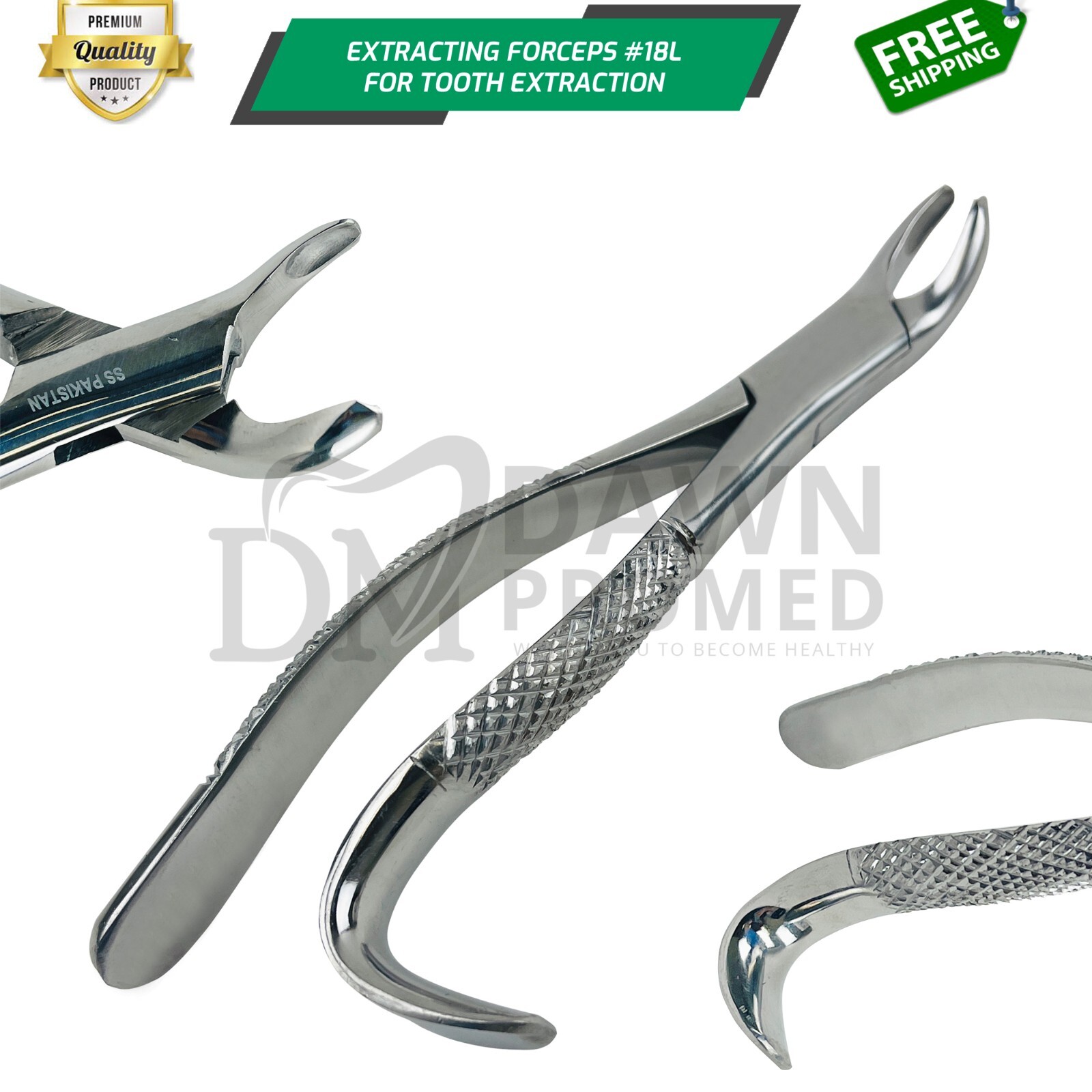 Dental Extracting Forceps #18L Left, Hook Handle Dental Instrument German Grade