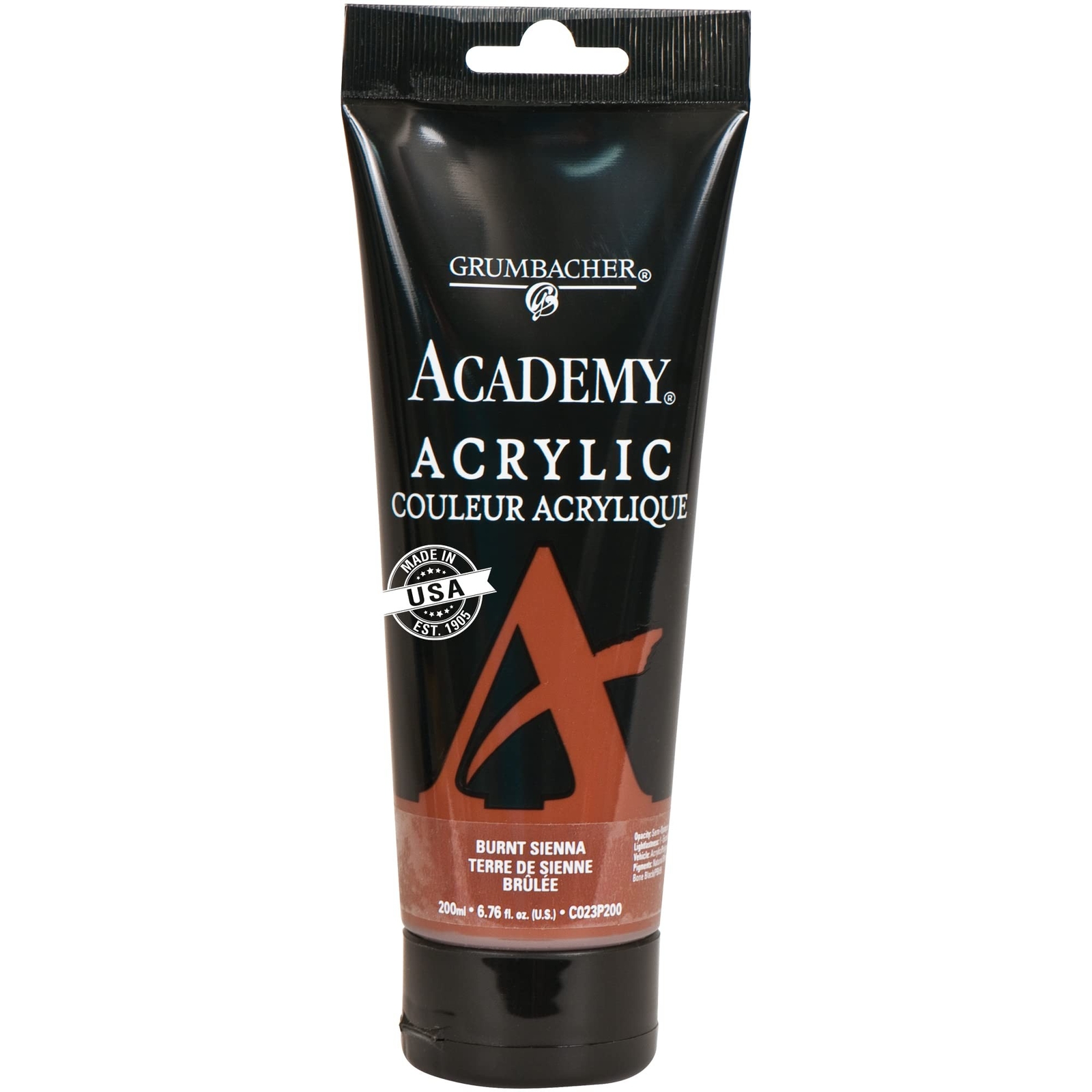 Grumbacher Academy Acrylic Paint, Gloss, 200ml/6.8 oz. Plastic Tube, Burnt Si...