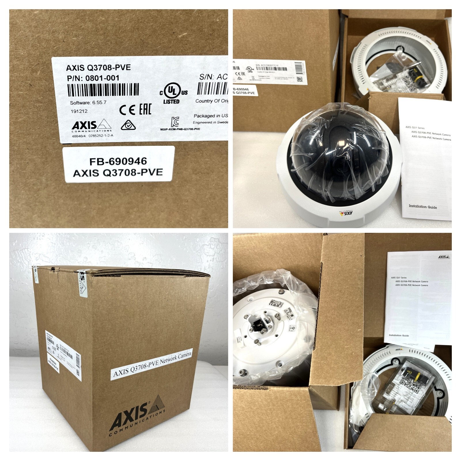 Axis Q3708-PVE 180° Network Security Fixed Dome Camera System, NEW