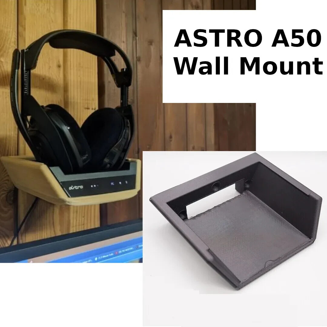 Wall Mount for Astro A50 & A50X Headphones w/ Base *BLACK*