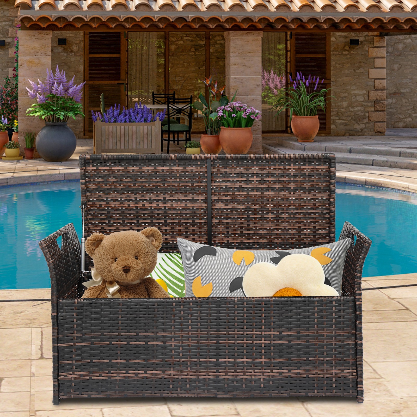 106*52*46cm Iron Frame Can Accommodate Brown Gradient Footstool Rattan Locker
