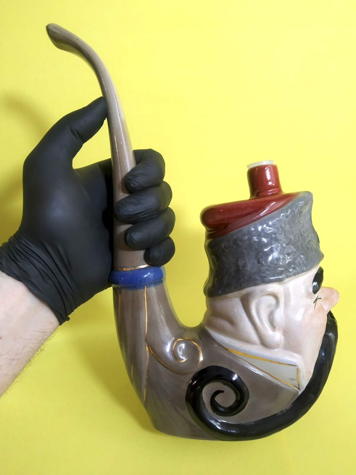 Rare Porcelain Bottle Ukrainian Warrior Cossack 1970-1980s For Vodka