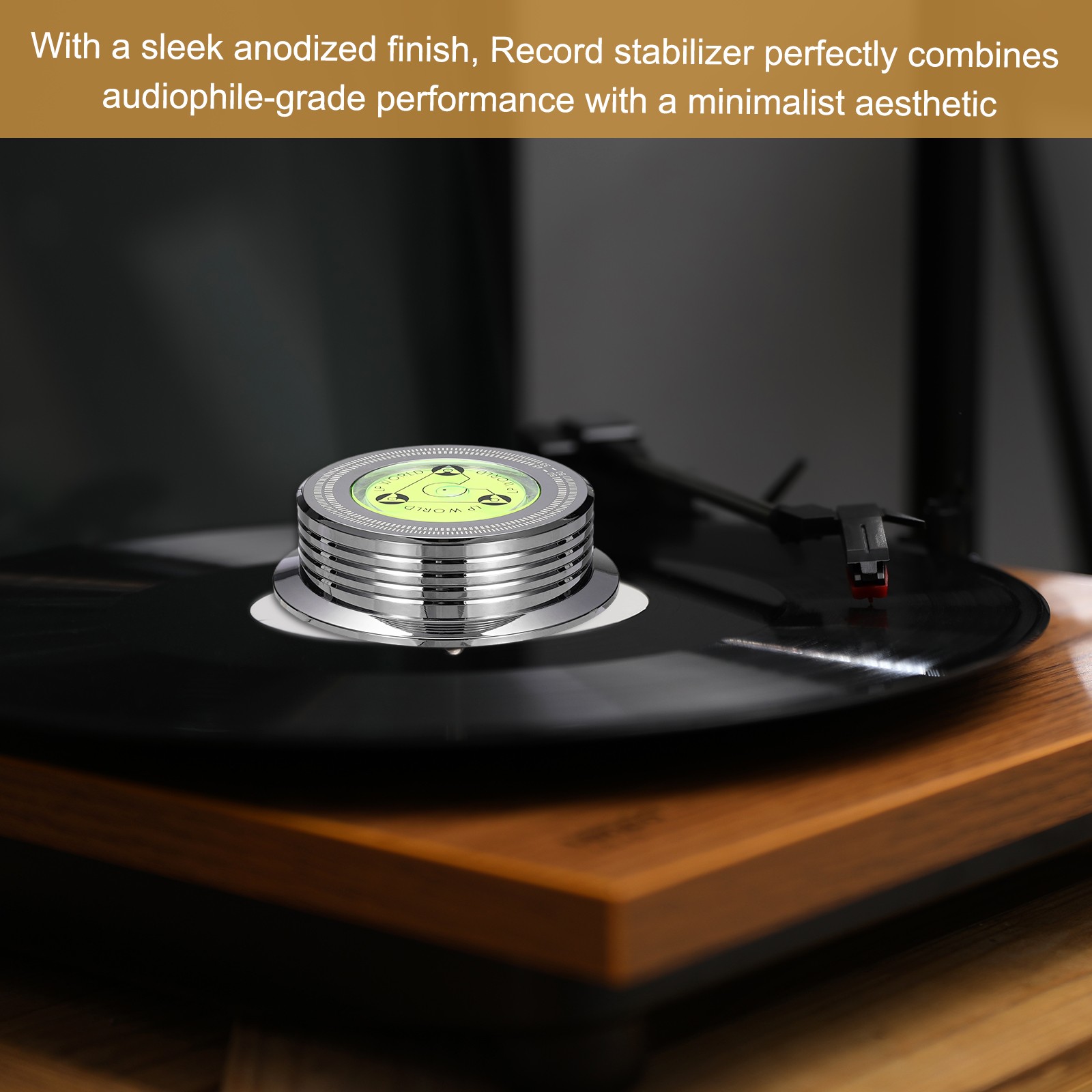 3"x1.3" Record Weight Stabilizer with Bubble Leveling,265g Bright chrome plating