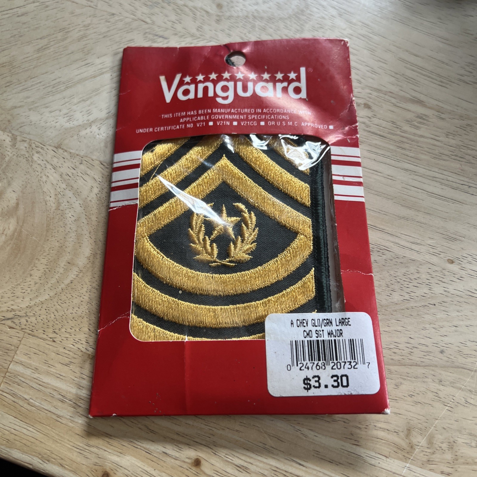 ORIGINAL U.S. ARMY FULL SIZE COMMAND SERGEANT MAJOR CHEVRONS, STRIPES
