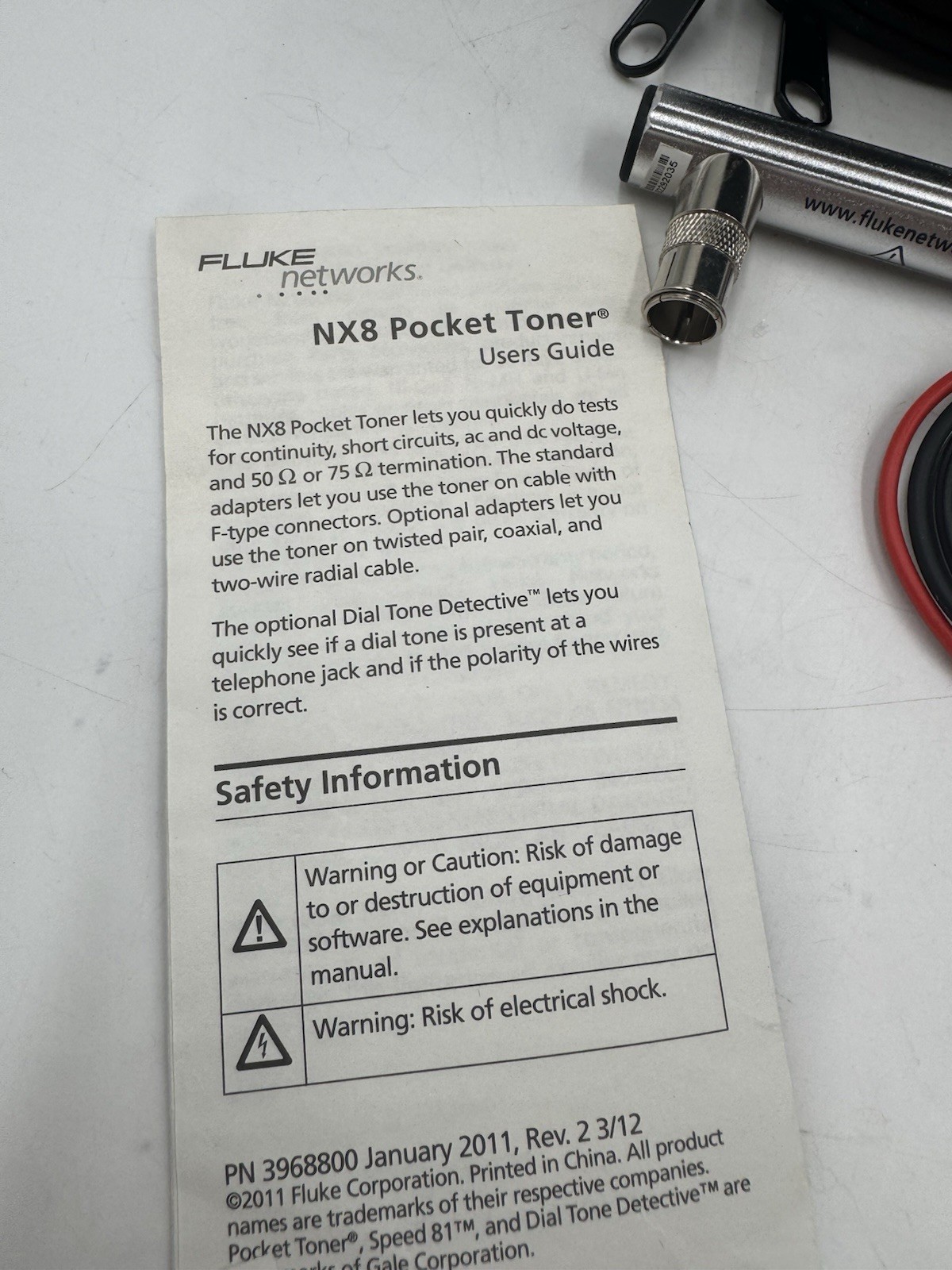 Fluke Networks NX8 Pocket Toner with Attachments