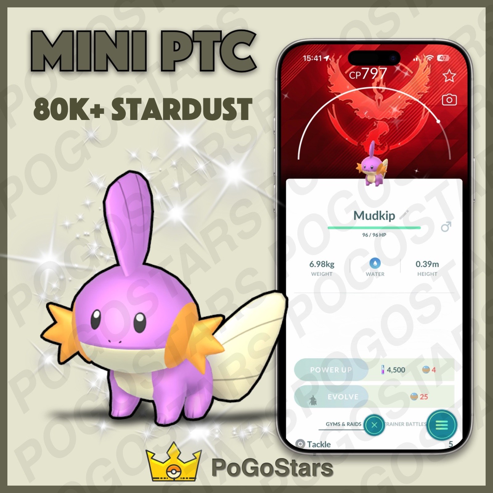 Pokémon PTC Go - Shiny Mudkip - Team Valor✨Special Background✨