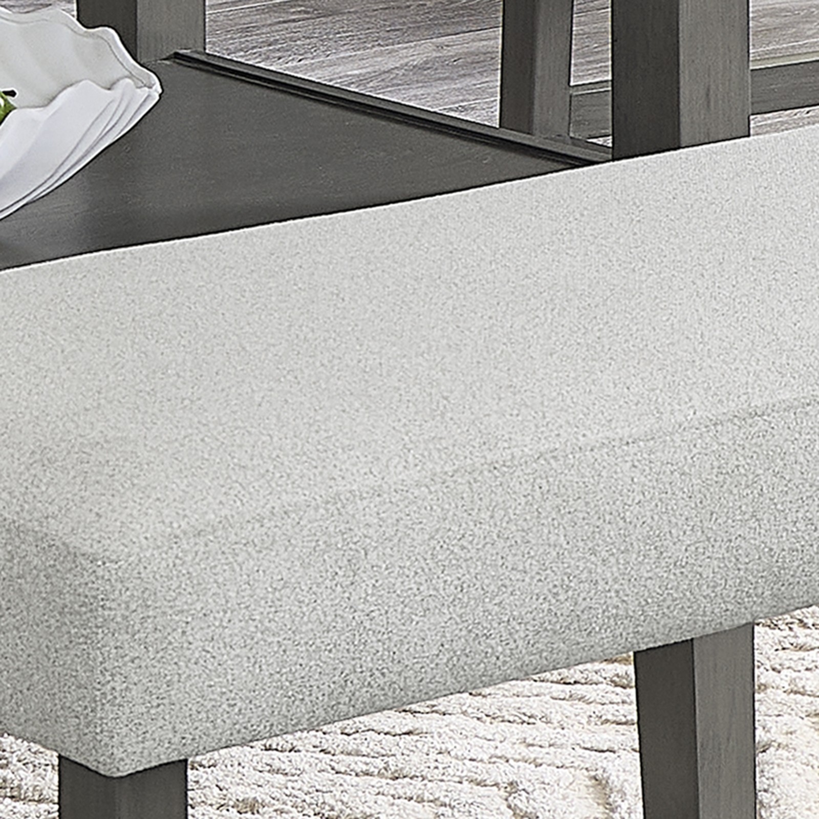 40" Light Gray Fabric Counter Height Bench with Gray Wood Frame & Wooden